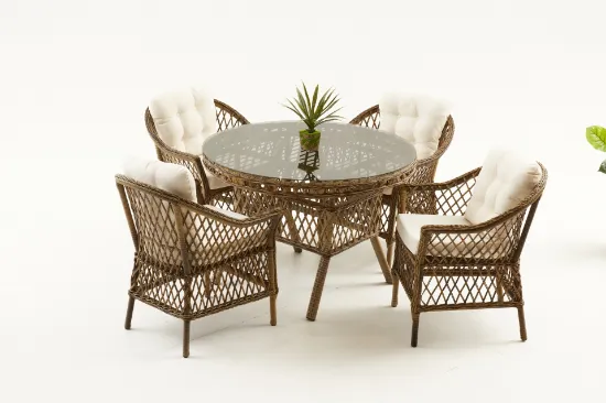 Image de  Nova Rattan Bahçe Masa Takımı, 4 Kişilik, Kahverengi