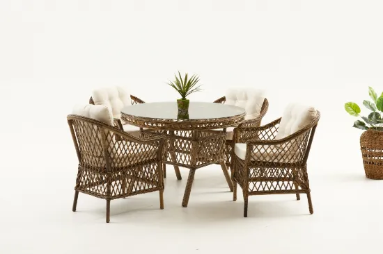 Image de  Nova Rattan Bahçe Masa Takımı, 4 Kişilik, Kahverengi