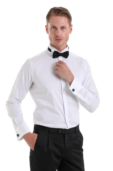 Image de Lacivert Slim Fit Düz Sivri Yaka Klasik Kruvaze Smokin Damatlık