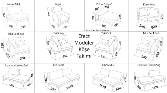 Image de Efect Köşe Takımı Modüler - Vizon