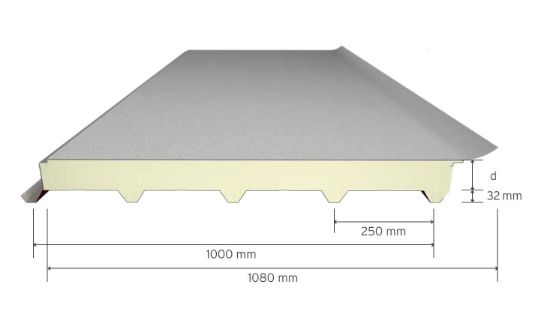 Image de Panneau Pour Couverture Avec Membrane à 5 Nervures-Tôle Double