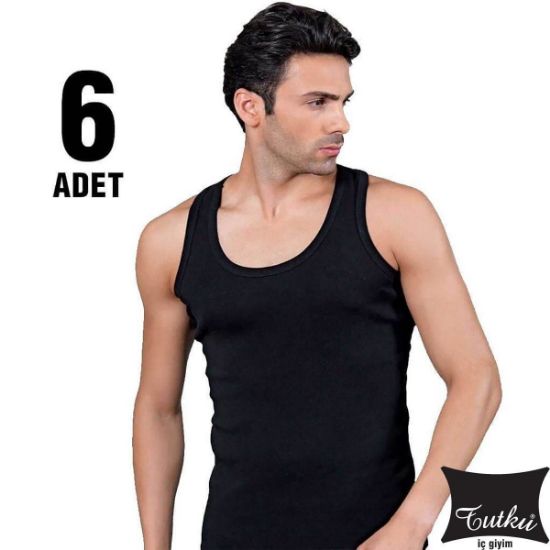 Image de Maillot de corps côtelé noir pour homme