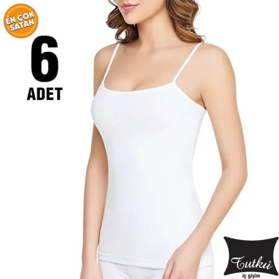 Image de Maillot de corps côtelé blanc à bretelles en corde pour femme