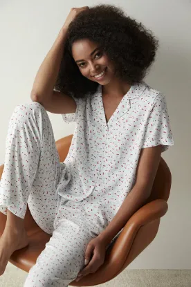 Image de Cherries Kırık Beyaz Gömlek Pantolon Pijama Takımı