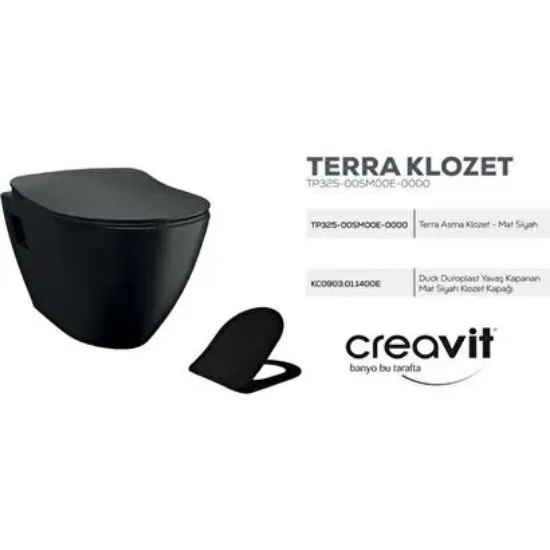 Image de Creavit TP325 Terra Asma Klozet Mat Siyah