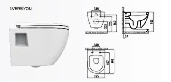 Image de Creavit Terra Asma Klozet (mat Siyah) Tp325.40000 Kapak Hariç