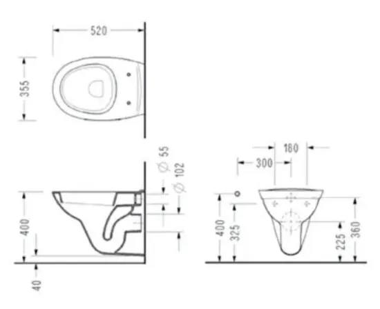 Image de Serel Basic Kanalsız 52 cm Asma Klozet+Serel Anemon PP Thermoplast Yavaş Kapanan Klozet Kapağı