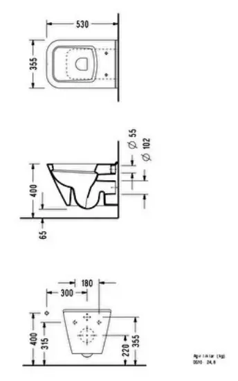 Image de Serel Diagonal 53 Cm Asma Klozet Dg10ods110h Kapak Hariç