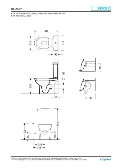 Image de Serel Frıendly 61 Cm Unıversal Klozet (6716) + Frıendly 39 Cm Rezervuar (6748) 6780sts110h