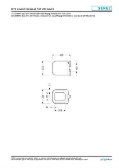 Image de Serel Diagonal Asma Klozet + Serel Zeta Slim Yavaş Kapanan Klozet Kapağı (DG10ODS110H+223ZS00002)