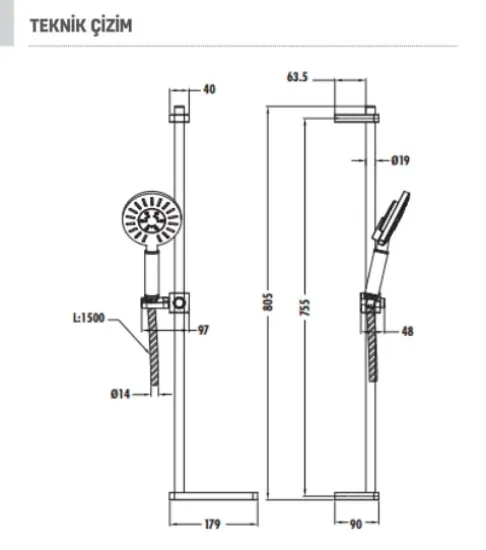 Image de Sürgülü Duş Seti Takımı Sh463+sr2510