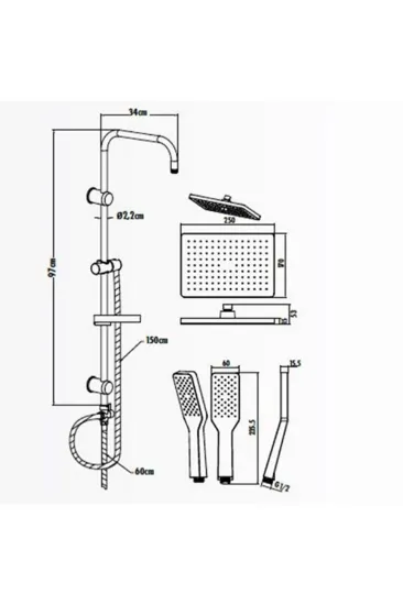 Image de Creavit Sh630 Tepe Duş Sistemi Kare(kend.temizleyicili)