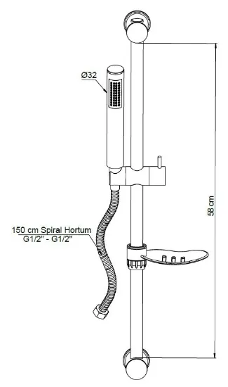 Image de Gpd Sürgülü Duş Seti Tek Fonksiyonlu+ø32 Dst63-s