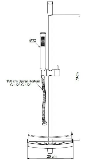 Image de Gpd Sürgülü Duş Seti Tek Fonksiyonlu+ø32 Dst62