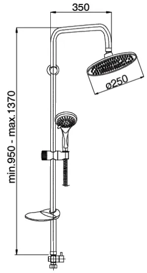 Image de Gpd Sürgülü Duş Seti (5 Fonksiyonlu El Duşu+250 Duş Başlığı) Dst23