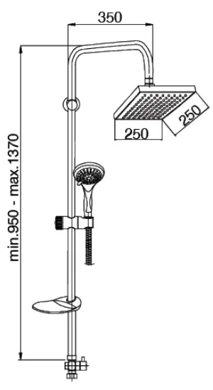 Image de Gpd Sürgülü Duş Seti (5 Fonksiyonlu El Duşu+250x250 Duş Başlığı) Dst24