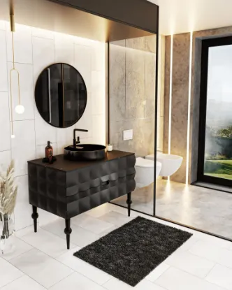 Image de Karen Banyo Onyx 100 CM Banyo Dolabı, Siyah, Lavabo Dahil