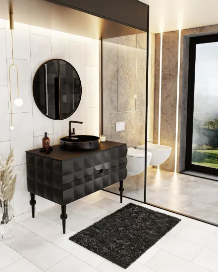 Image de Karen Banyo Onyx 100 CM Banyo Dolabı, Siyah, Lavabo Dahil