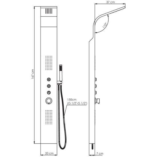 Image de Gpd Duş Paneli Inox Yüzey Dsp08