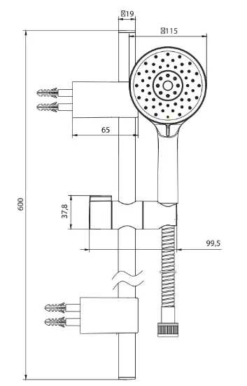 Image de ECA Dalia Banyo Hareketli Sürgülü Duş Seti Üst Takımı Mat Siyah 102146091C1