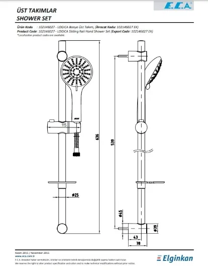 Image de Eca Logica Banyo Hareketli Sürgülü Duş Seti Üst Takımı 102146027