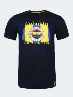 Image de Erkek Lacivert Tribün Çubuklu Baskılı Tshirt