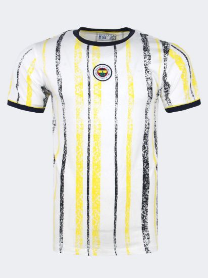 Image de Fenerbahçe Erkek Beyaz Tribün Brush Çubuklu Tshirt