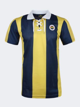 Image de Erkek Sarı Lacivert Çubuklu Patlı Polo T-Shirt