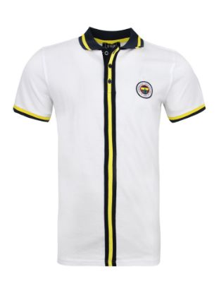 Image de Fenerbahçe Beyaz Tribün Şerit Detaylı Erkek Polo Tshirt