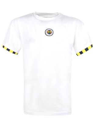 Image de Fenerbahçe Beyaz Tribün Kalkan Detaylı Erkek Oversize Tshirt