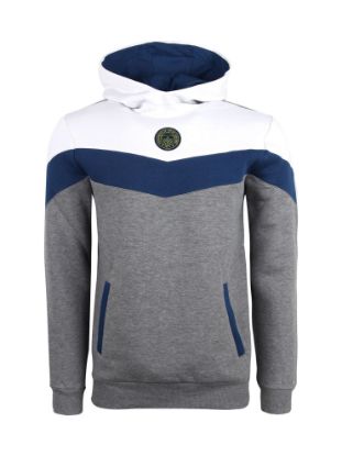 Image de Fenerbahçe Gri Melanj Beyaz Tribün Üç Renk Şeritli Erkek Sweatshirt