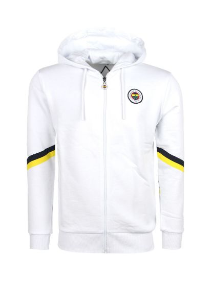 Image de Fenerbahçe Beyaz Tribün Kalkan Detaylı Erkek Sweatshirt