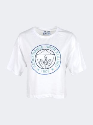 Image de Kadın Beyaz Trend Fenerbahçe Logolu Crop Tshirt