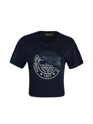 Image de Fenerbahçe Lacivert Tribün Varak Baskı kadın Crop Tshirt