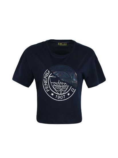 Image de Fenerbahçe Lacivert Tribün Varak Baskı kadın Crop Tshirt