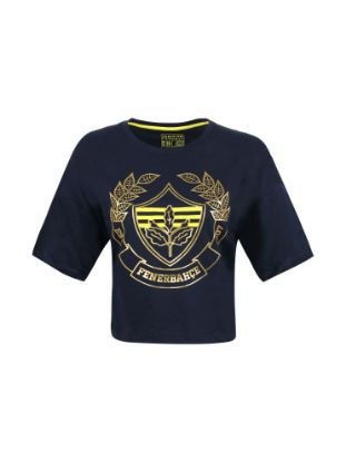 Image de Fenerbahçe Lacivert Kolej Çelenk Logolu Kadın Oversize Crop Tshirt