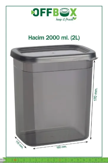 Image de OFFBOX 6 Adet 12 Parça Dikdörtgen 2 Litre Erzak Bakliyat Saklama Kabı Çeyiz Seti 20 Etiket Hediyeli