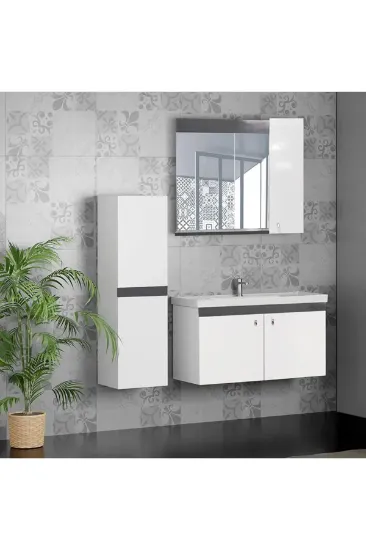 Image de KAREN BANYO New Bahar 80 Cm Lavabolu Banyo Dolabı Seti.boy Dolap Hediyeli