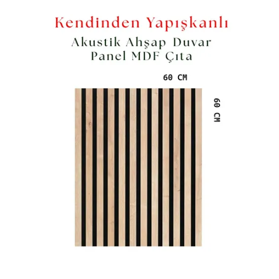 Image de Bien Duvar Kağıtları 60x60 CM Kendinden Yapışkanlı Meşe Renk Akustik Ahşap Duvar Panel MDF Çıta