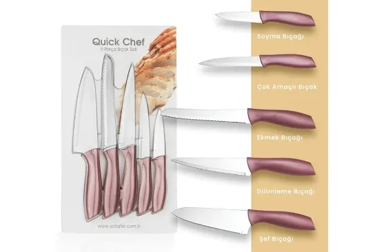 Image de Schafer Quick Chef Bıçak Seti 5 Parça-Rosegold