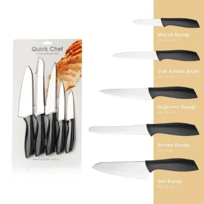 Image de Schafer Quick Chef Bıçak Seti 5 Parça-Siyah