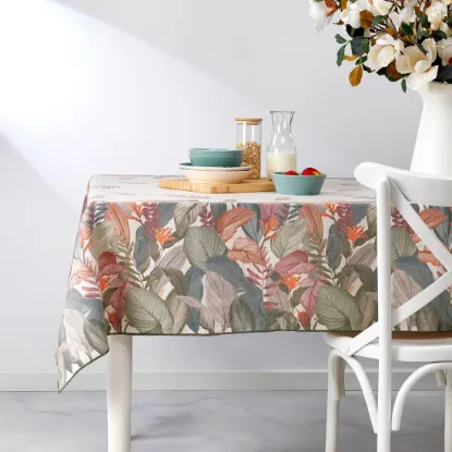 Image de Schafer Home Tropical Poly Linen Masa Örtüsü -Yeşil