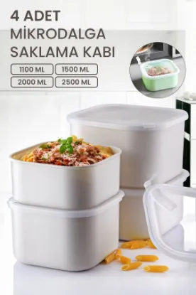 Image de KİTCHEN LİFE 4'lü Sızdırmaz Kapaklı Mikrodalga Ve Difrizde Kullanılabilen Saklama Kabı 1100 -1500 - 2000-2500 ml