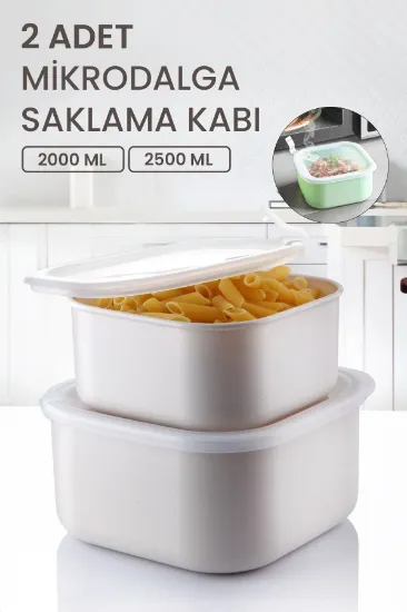 Image de KİTCHEN LİFE 2'li Sızdırmaz Kapaklı Mikrodalga Ve Difrizde Kullanılabilen Saklama Kabı - 2000 ml - 2500 ml