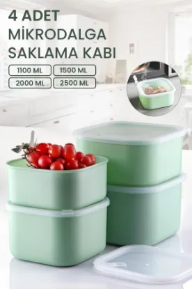 Image de KİTCHEN LİFE 4'lü Sızdırmaz Kapaklı Mikrodalga Ve Difrizde Kullanılabilen Saklama Kabı 1100-1500-2000-2500 ml