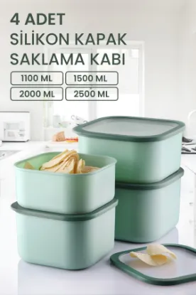 Image de KİTCHEN LİFE 4'lü Slikon Kapaklı Sızdırmaz Saklama Kabı Seti - 1100 - 1500 - 2000 - 2500 ml