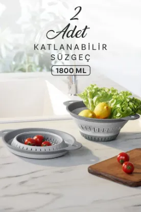 Image de KİTCHEN LİFE 2'li Yuvarlak Katlanabilen Akordeon Süzgeç - 1800ml