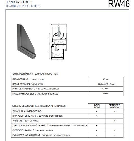 Image de RW46 Oval hatlı yalıtımsız kapı ve pencere sistem