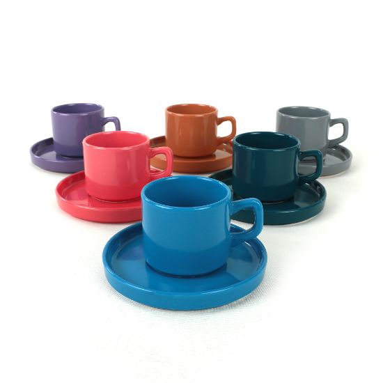 Image de Mixed Stackable Çay Fincan Takımı 12 Parça 6 Kişilik - 406/620