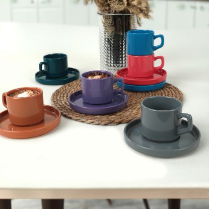 Image de Mixed Stackable Çay Fincan Takımı 12 Parça 6 Kişilik - 406/620